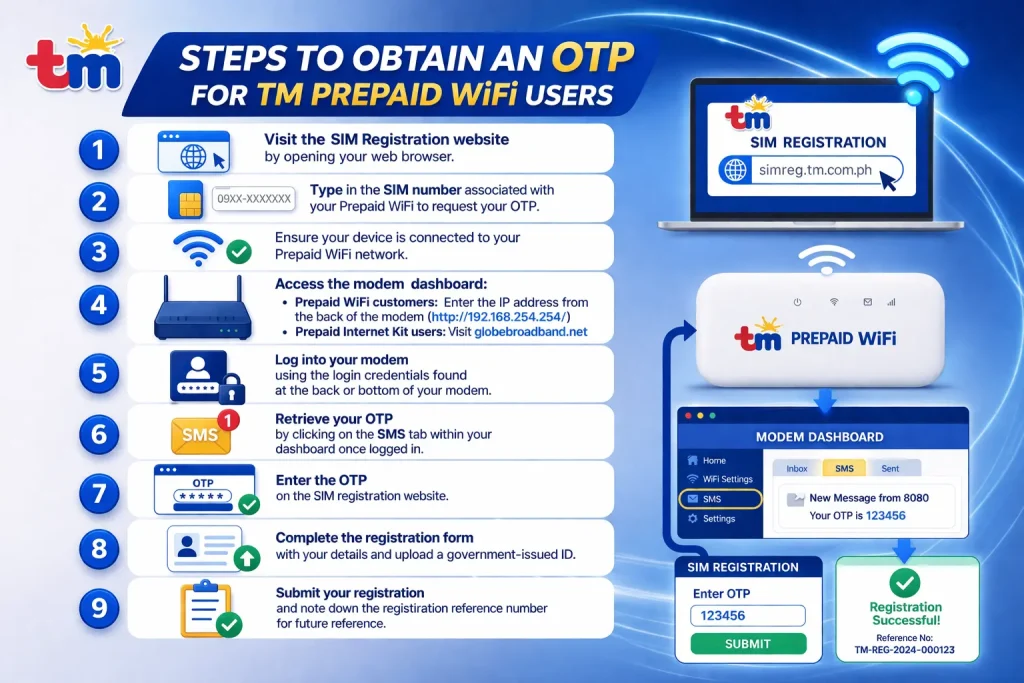 Steps to retrieve your TM OTP